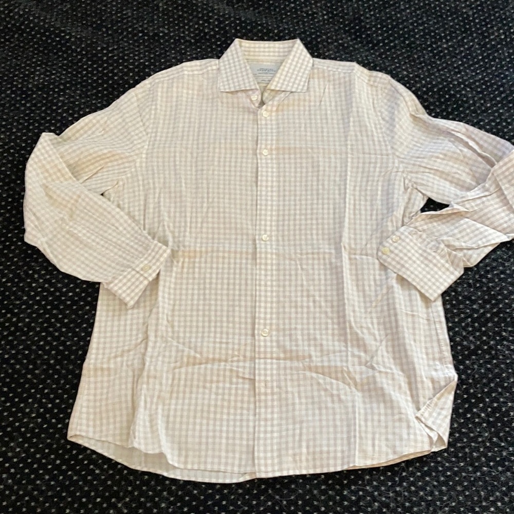 Men's Charles Tyrwhitt Dress Shirt Size 16.5 / 35 (Tan/White)